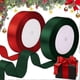 thumbnail image 1 of 2 Rolls Red Dark Green Christmas Satin Ribbon, 1 of 5