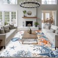thumbnail image 4 of Oceans Marine Life Washable Living Room Rugs 6'x9', Orange Jellyfish Blue Starfish Underwater Low Pile Throw Large Area Rug Non-Slip Sturdy Edge Binding Carpet for Dining Room Kitchen Office, 4 of 9