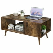 ZENSTYLE Coffee Table Tea Table with Open Storage Shelf Vintage Organizer Home Furniture