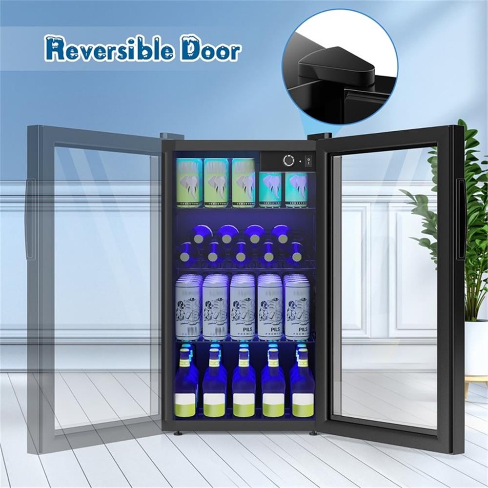 Pemberly Row 120 Can Beverage Refrigerator Wine Soda Drink Cooler Mini Black