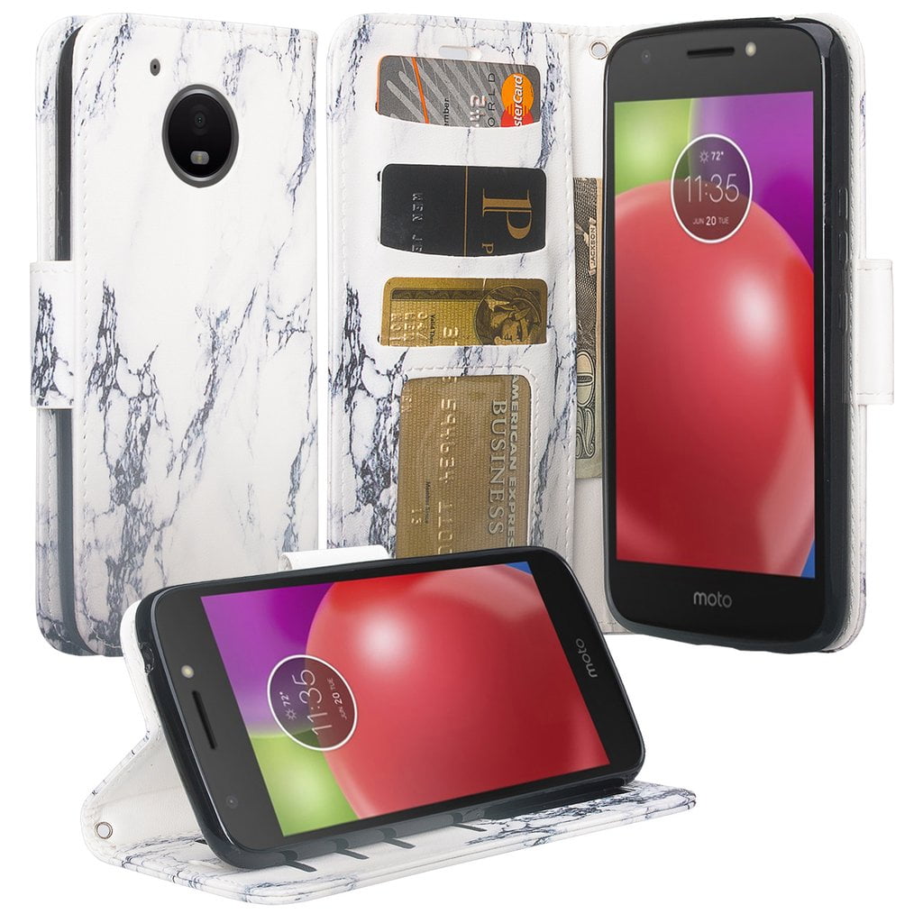 Moto E4 Plus Case, PU Flip Leather Wallet Case Protective Cover [3 Card
