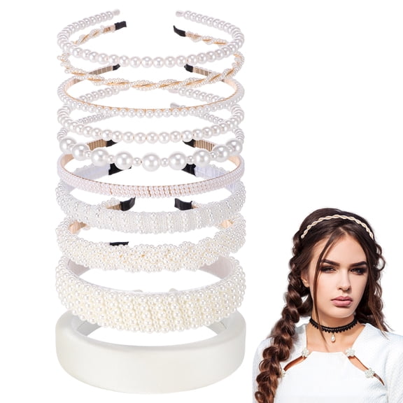 Bocaoying 10 Pcs Pearl Headbands for Women, Non-Slip Wide Thin Hair Bands, Fashion Hair Accessories for All Hair Types