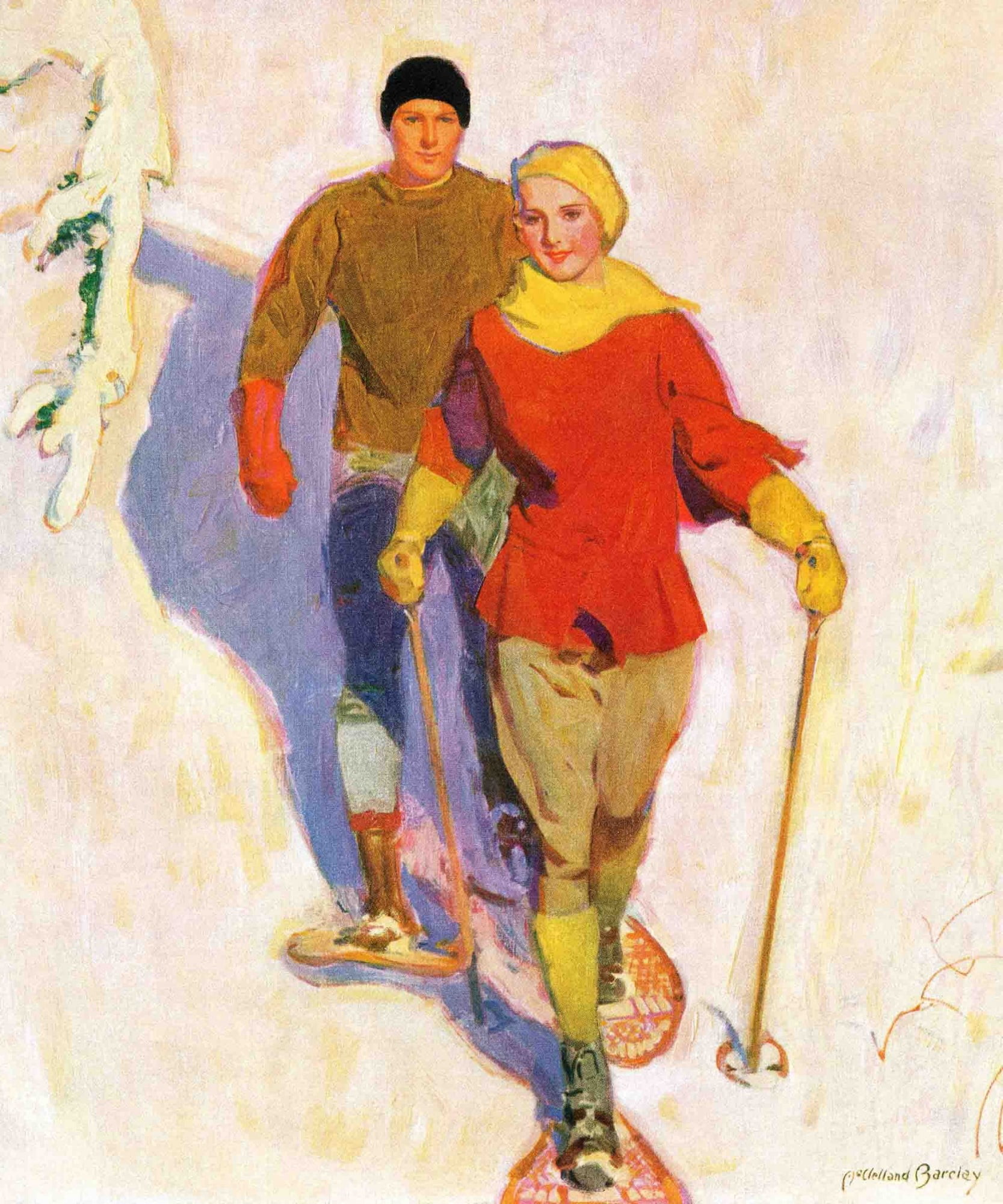 Marmont Hill Couple Wearing Snowshoes Print on Wrapped Canvas