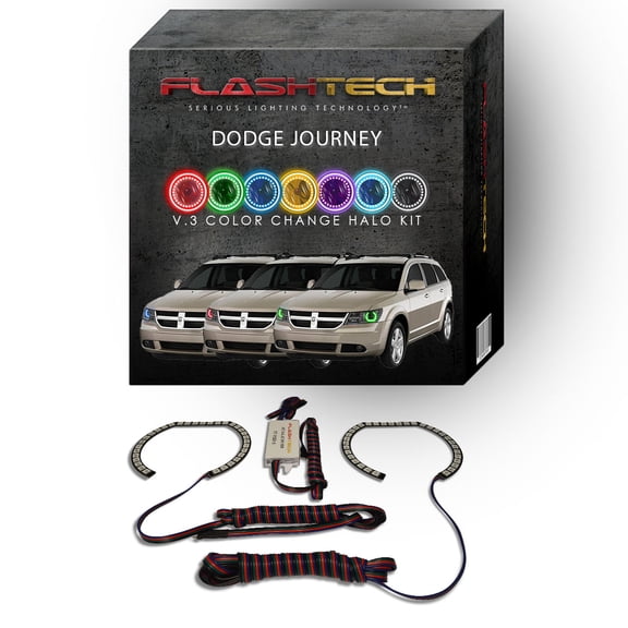 Flashtech RGB Multi Color Changing LED Halo kit for 2009-2013 Dodge Journey Headlights