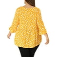 thumbnail image 4 of GRACE & GRANDEUR Women's Plus Size Tops Polka Dots V Neck 3/4 Sleeves Peplum Hem Babydoll Blouses 4X Yellow, 4 of 7