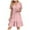 Pink, variant on Summer Vacation Dresses for Women 2025 Short Sleeve V Neck Mini T Shirt Dress Pleated Ruffle Flowy Beach Sundresses