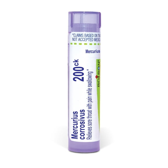 Boiron Mercurius Corrosivus 200CK, Homeopathic Medicine for Sore Throat With Pain While Swallowing, 80 Pellets