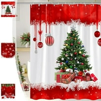 Yhmxh Christmas Shower Curtain, Merry Christmas Shower Curtains for Bathroom, Xmas Glitter Sparkle Snowflake Winter Holiday Bathroom Curtain Waterproof Fabric Machine Washable with 12 Hooks, 36"x72"