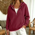 thumbnail image 2 of Lumtrix Womens Zip Up Hoodie Oversized Sweatshirt Soft Fleece Pullovers Comfy Sweatshirts with Pocket Wine L, 2 of 10