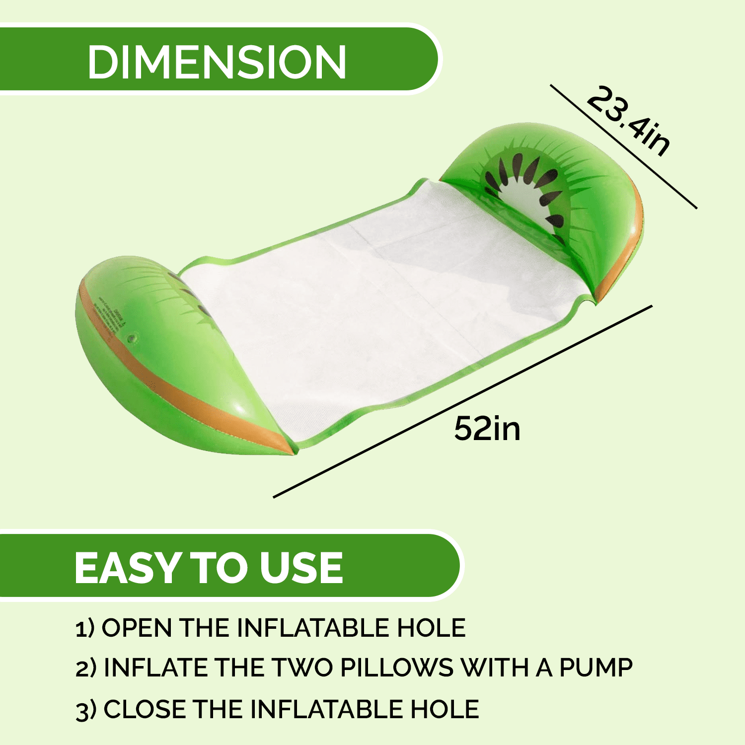 Alyvia Swimming Pool Water Toys, Inflatable Pool Float Hammock Portable Floaties for Adult Kids Boys Girls Summer Beach Lounger Rafts Floating Hammock for Lake | Rive | Sea | Pool | Kiwi