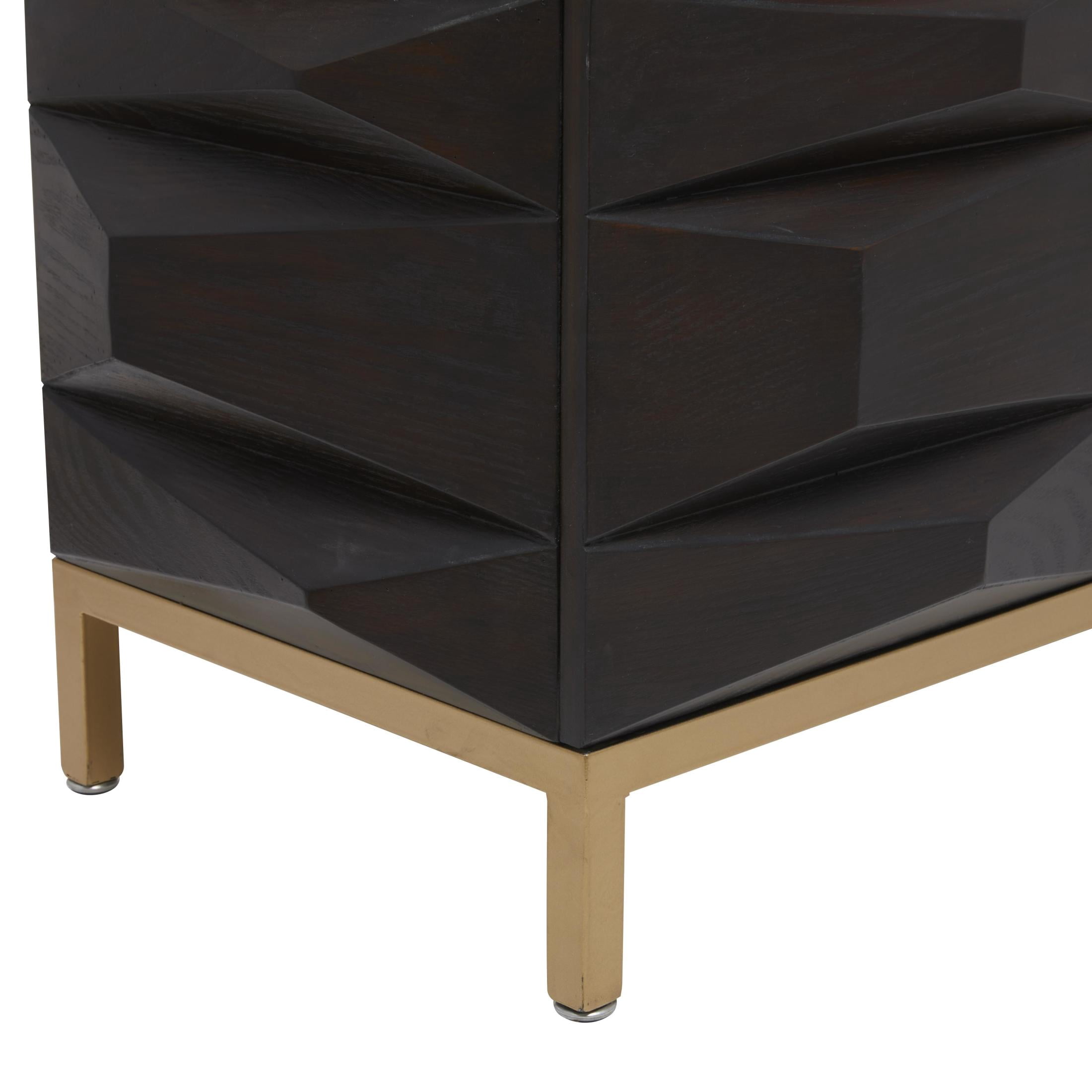 DecMode 63" x 32" Dark Brown Wooden Geometric 4 Door Sideboard, 1-Piece