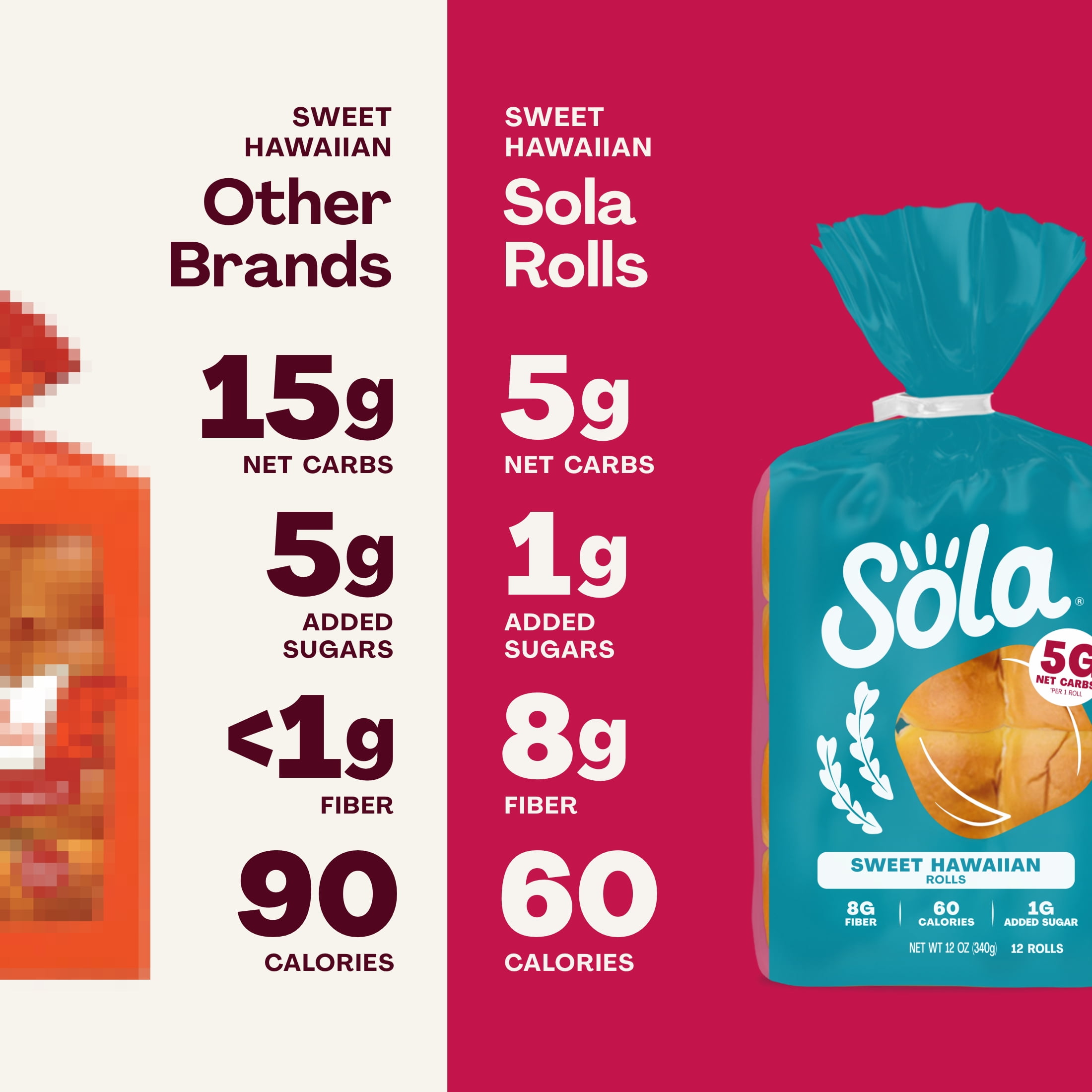 Sola Sweet Hawaiian Rolls, 12 Count, Regular, Shelf-Stable