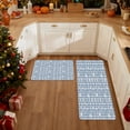thumbnail image 5 of Blue Gray Snowflake Kitchen Mat Set of 2, Non Slip Rubber Backing Absorbent Kitchen Rugs 17"x28" and 17"x48", Washable Low Profile Runner Rug for Kitchen Sink Laundry Room, Winter Decor, 5 of 6