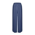 thumbnail image 5 of Dadaria Wide Leg Pants for Women Summer Petite Loose Solid Color Wide Leg Split Buttons Pants Trousers Navy XXL,Female, 5 of 6