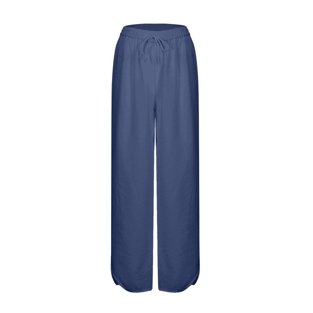 Fashion Women Loose Solid Color Casual Wide Leg Split Buttons Pants Trousers