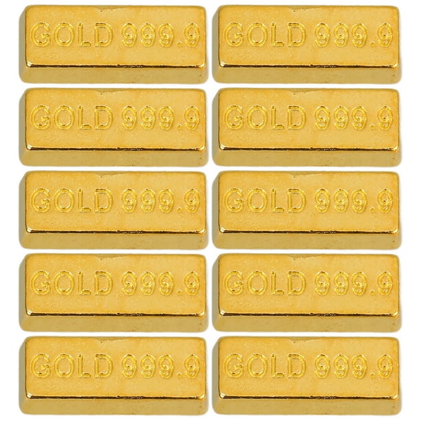 10 piezas de mini lingotes de oro para casa de muñecas, modelo de mini ladrillo de oro falso, lingotes de oro en miniatura