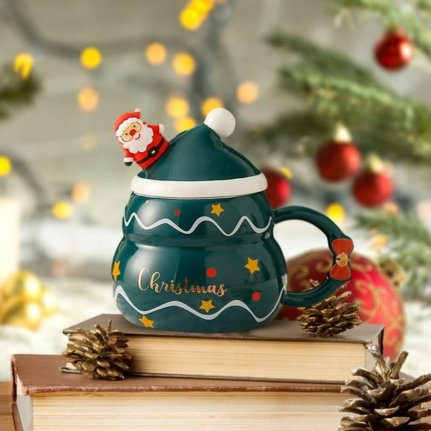 Taza de cafe navidena vajilla novedad taza de la manana de Navidad tazas de agua reutilizables para uso diario cafeteria regalo de cumpleanos Verde Soledad Taza de cafe Walmart en linea