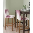 thumbnail image 2 of Pink Bar Stool Covers Set of 2, Summer Botanical Leaves Watercolor Stretch Washable Bar Chair Covers with Backs, Removable Pub Counter Height Chair Cover for Kitchen Dining Room Cafe, 2 of 7