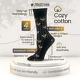 thumbnail image 3 of 7BIGSTARS KINGDOM Women's Cotton Fun Socks - 4 Pack Medium - Bee - Honey Comb - Stripe - Seamless Sock Size: 9-11, Shoe Size: 5-9, Black, Light Beige, 3 of 10