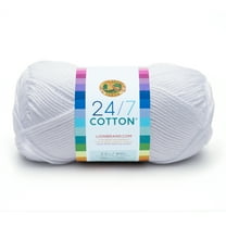 Lion Brand Yarn 24-7 Cotton White 761-100 Medium Mercerized Cotton 185 Yards 3.5oz Yarn