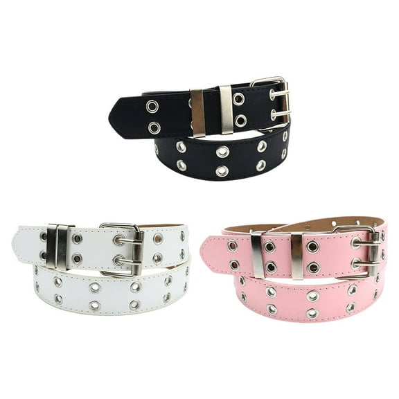 Huonawei Street Fashion Statement Belt Alloy Pin Buckle Belt with Air Eye Detail for Punk Aesthetics