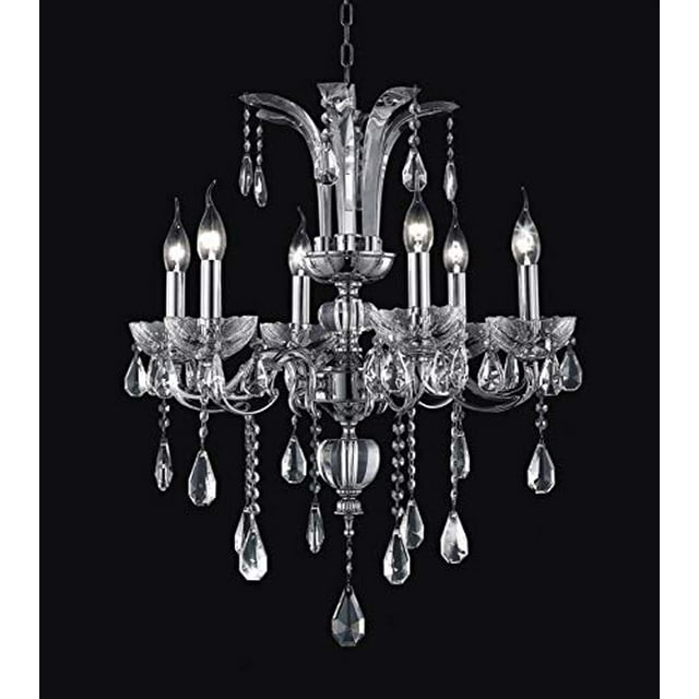 CWI Lighting 2024P24C-6 6 Light Chandelier with Chrome Finish, Chrome Finish