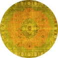 thumbnail image 1 of Ahgly Company Machine Washable Indoor Round Persian Yellow Traditional Area Rugs, 5' Round, 1 of 4