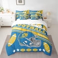 thumbnail image 3 of Feelyou Modern Rugby Helmet Twin Bedding Sets 7-Piece for Kids, Stripes Blue Gold Bedding Comforter Set, Eat Sleep Sports Reversible Sheet Sets, Luxury Bedroom Decor, 3 of 8