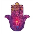 thumbnail image 3 of Hamsa Duvet Cover Set, Folkloric Culture Art Colorful Floral Swirls of Aura Energy Flow Harmony, Decorative 2 Piece Bedding Set with 1 Pillow Shams, Twin Size, Pale Pink Violet Peach, by Ambesonne, 3 of 3