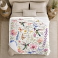 thumbnail image 5 of Ivory Wildflower Meadow With Pink, Delicate Meadow Watercolor Style for Wildflower And Bird Enthusiasts, Baby Shower Gift with Cozy Flannel Blanket, Home Decor for Bedroom And Nursery And Sunroom, 5 of 9