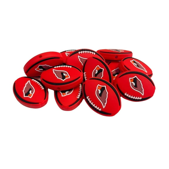 Arizona Focal Bead Football Shaped 12pk 1.17 for Bulk Keychains Silicone Charm Cardinal Beadable Pens Freshie Hangers Logo Game Day Red White Black