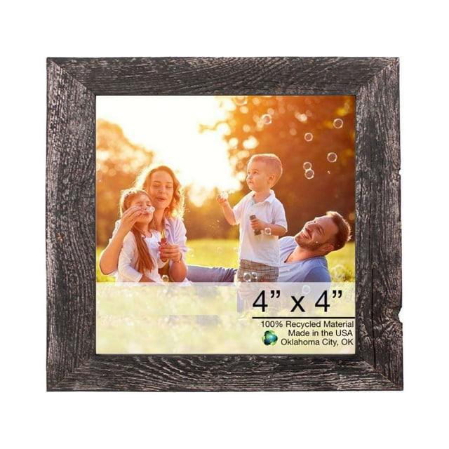 homeroots home decor 386555 4” x 4” Rustic Farmhouse Rustic Black Wood Frame