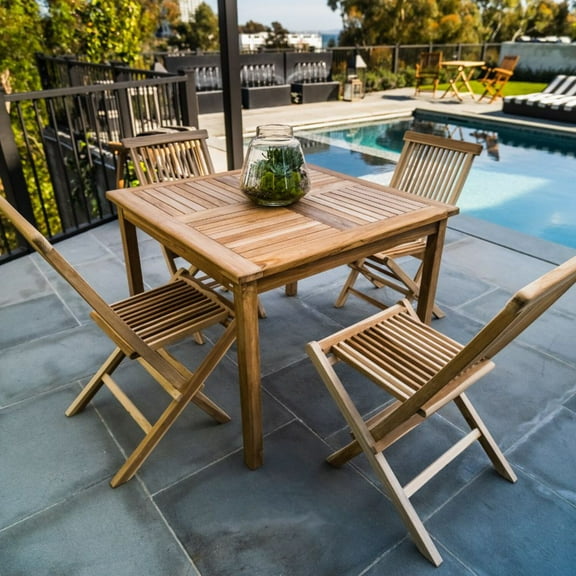 Nordic Teak 39" 4-Person Natural Outdoor Square Dining Table - Beige