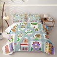 thumbnail image 2 of Erosebridal Cartoon Town Map Quilt King,City Building Vehicle King Coverlet Set For Boys,3pcs, 2 of 7
