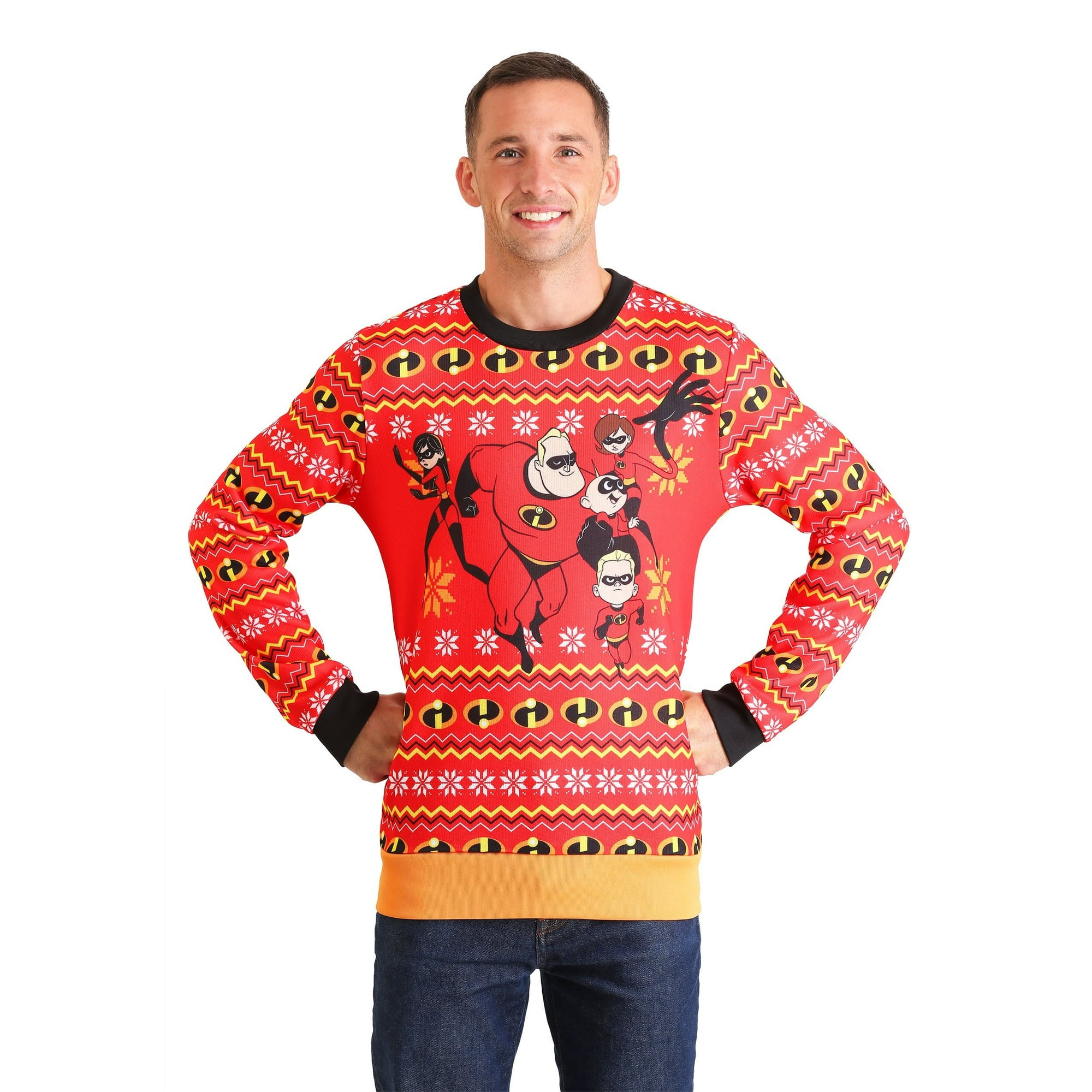 Adult Incredibles Red Ugly Christmas Sweater Walmart