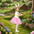 thumbnail image 2 of Easter Outfit for Girl Short Sleeve Tutu Tulle Dresses and Headband Set Dress up Performance Stage Outfit Kids Outfits Girls 8-9 Years, 2 of 4