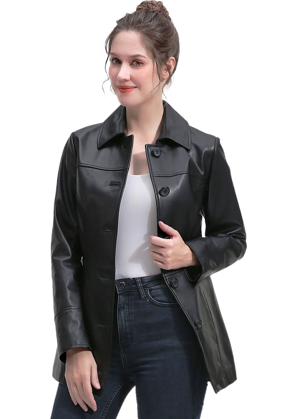Petite leather coat Clearance