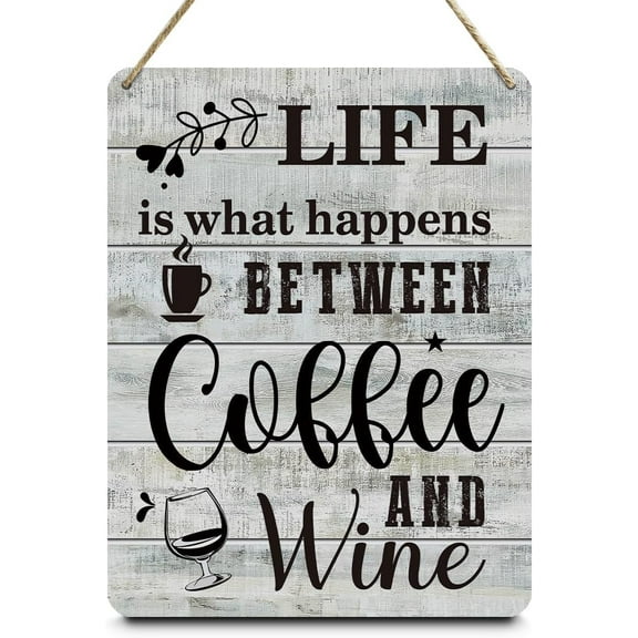 Novelty Coffee Bar Decor Wine Decor Wooden Wall Sign Farmhouse Kitchen Decor Wall Hanging Plaque Sign for Home Office Dining Room Cafe Bar Gym Pub Shop Living Room Garage Diner Entryway 8x12 Inch