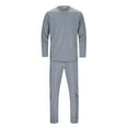 thumbnail image 5 of TAIAOJING Men 2 Piece Outfit Casual Solid Two Piece Suit Round Neck Long Sleeve Top Blouse Suit Drawstring Pocket Pants Set Tracksuit, 5 of 8