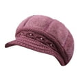 thumbnail image 2 of Tittly Winter Hats Beanie Women's Woolen Knitted Warm Basin Hat Padded Cotton Hat Skull Caps Hats for Women Pink One Size, 2 of 5