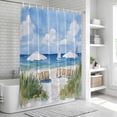 thumbnail image 6 of Coastal Beach Bathroom Shower Curtains with 12 Hooks Polyester Waterproof Shower Curtain for Stalls and Bathtubs Abstract Oil Painting Nautical Wave Decorative Bathroom Privacy Curtain 72x84 Inches, 6 of 8