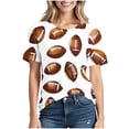 thumbnail image 2 of Short Sleeve T-Shirt for Women Sunflower and Football All-over Print Crewneck Relaxed Fit Novelty Graphic Top Casual Summer Clothes for Sports Lovers, 2 of 7