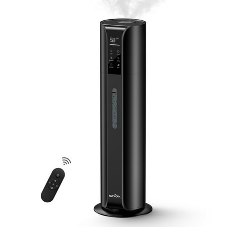 Sejoy Humidifier for Room Home Bedroom  9L 2.4Gal Cool Mist Tower Top Fill Large Humidifier with Essential Oils Whole House Floor Humidifiers for Baby Pets Plants with Remote 360° Nozzle Black