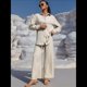thumbnail image 5 of Traje de Verano para Mujer, de Dos Piezas, con Camisa, Pantalones y Ropa Deportiva Informal para Playa y Vacaciones Albaricoque L, 5 of 10