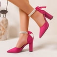 thumbnail image 5 of Xucatan Women's Pointed Toe Heels, Pearl Ankle Strap Satin Bow Pumps, Detachable Dress Shoes with Hollow Detail, Versatile Spring Evening Party Footwear Gift, 5 of 9