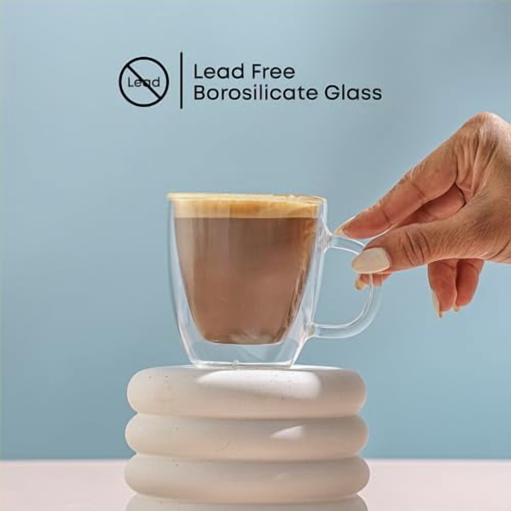 Double Wall Insulated Glasses Espresso Mugs (Set of 2) - 5.4-Ounces