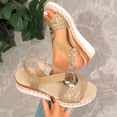thumbnail image 2 of HomeDM Women's Wedge Sandals Espadrilles Platform Open Toe Ankle Strap Comfort Wedges Heels Summer Beach Shoes, Khaki Size 7.5, 2 of 9