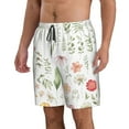 thumbnail image 2 of Adobk Wildflower Watercolor 2 Print Men's Swim Trunks Hawaiian Bathing Suit Swimsuits Beach Shorts with Pockets-Small, 2 of 6