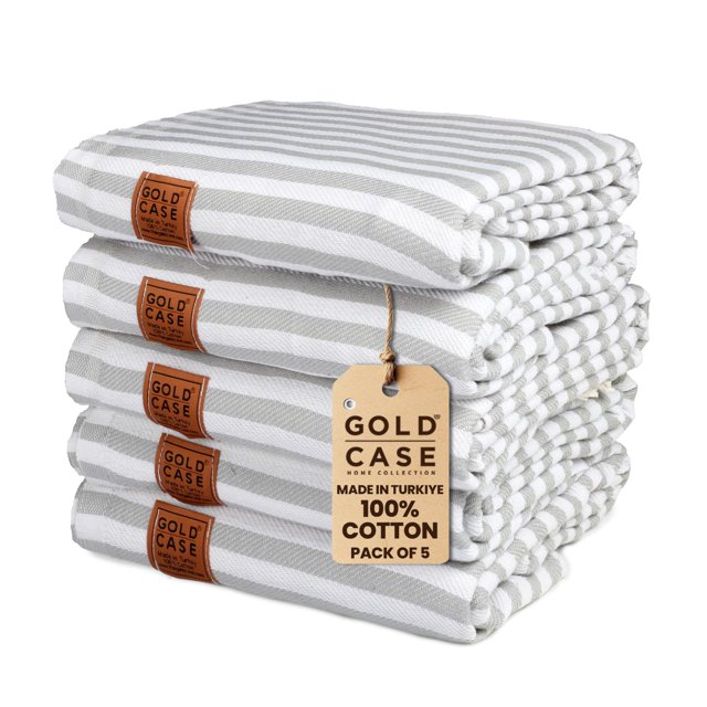 Juego de 5 toallas GOLD CASE MYRA, 180 x 102 cm, 100% algodón, color gris