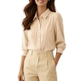 thumbnail image 2 of Warop Button Down Shirts for Women 3/4 Sleeve Collared Blouse Casual Business Office Work Top, 2 of 8